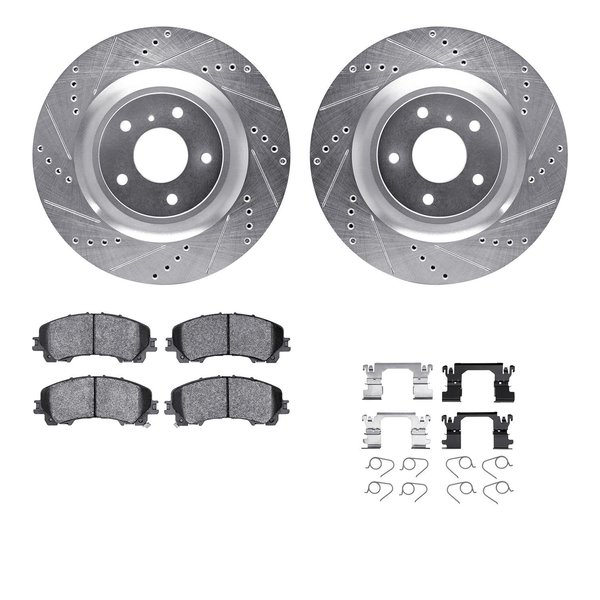 Dynamic Friction Co 7512-68014, Rotors-Drilled and Slotted-Silver w/ 5000 Advanced Brake Pads incl. Hardware, Zinc Coat 7512-68014